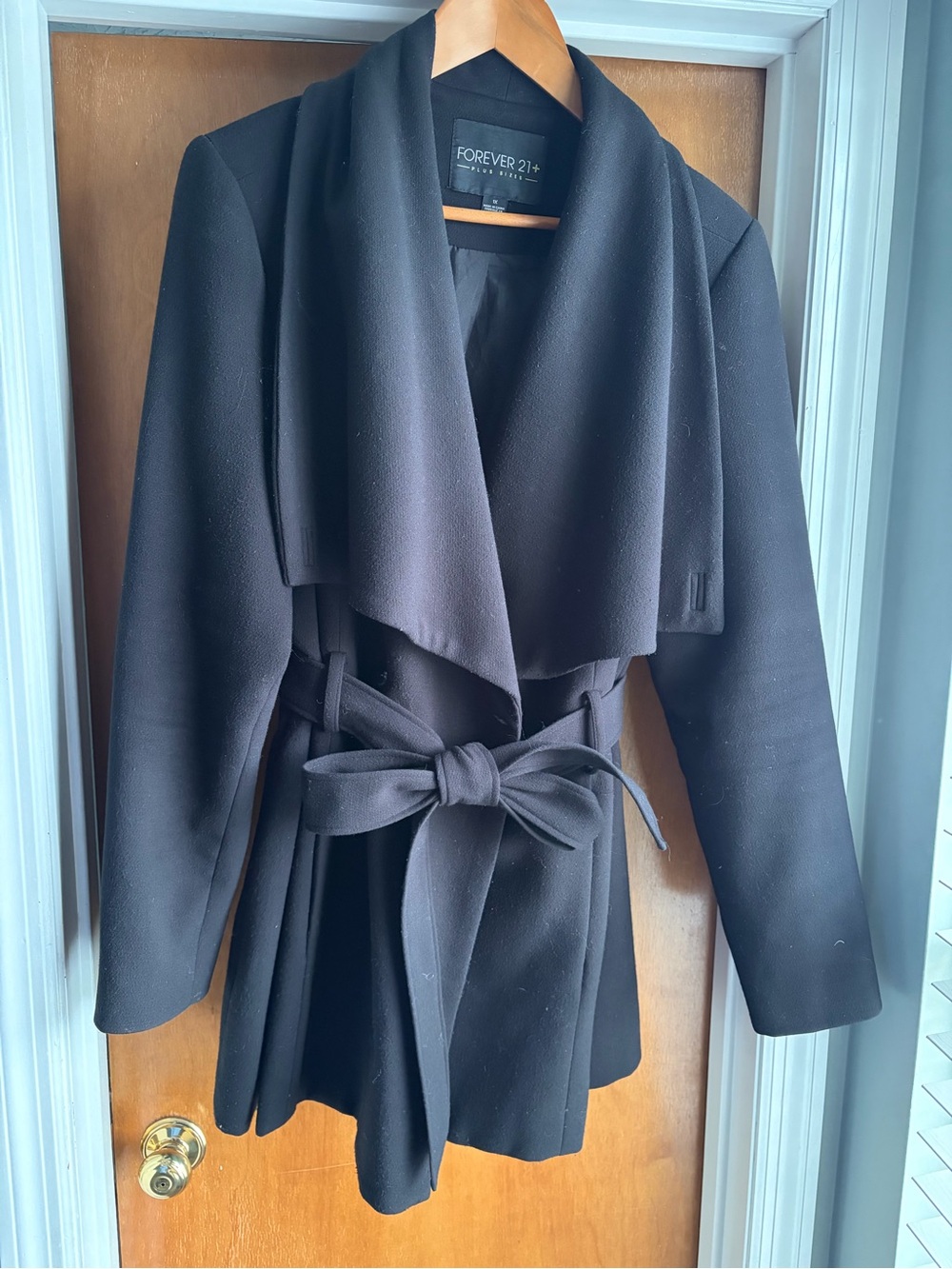 Forever 21 Black Belted Draped Trench Coat